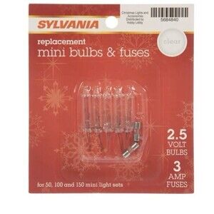 (Lot of 7 )Sylvania Clear Replacement Mini Bulbs & Fuses 2.5 Volt 3 AMP